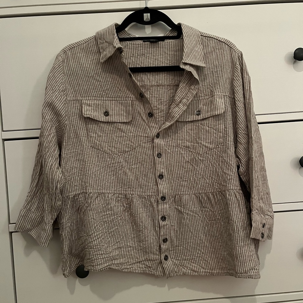 Belldini striped button up peplum top
